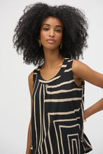 Load image into Gallery viewer, Joseph Ribkoff Black Beige Silky Knit Geometric Print Sleeveless Top
