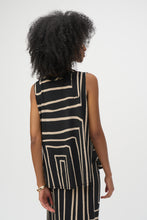 Load image into Gallery viewer, Joseph Ribkoff Black Beige Silky Knit Geometric Print Sleeveless Top
