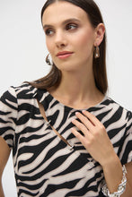 Load image into Gallery viewer, Joseph Ribkoff Beige Black Silky Knit Animal Print Fitted Top
