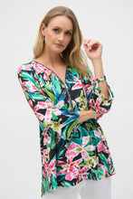 Load image into Gallery viewer, Joseph Ribkoff Black Multi Silky Knit Tropical Fit and Flare Tunic
