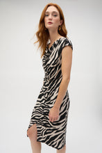 Load image into Gallery viewer, Joseph Ribkoff Beige Black Silky Knit Animal Print Sheath Dress
