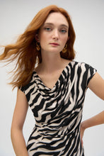 Load image into Gallery viewer, Joseph Ribkoff Beige Black Silky Knit Animal Print Sheath Dress
