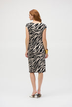 Load image into Gallery viewer, Joseph Ribkoff Beige Black Silky Knit Animal Print Sheath Dress
