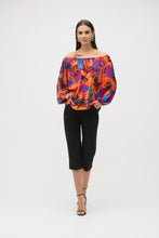 Load image into Gallery viewer, Joseph Ribkoff Multi Colour Woven Tropical Print Flared Top
