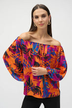 Load image into Gallery viewer, Joseph Ribkoff Multi Colour Woven Tropical Print Flared Top
