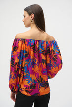 Load image into Gallery viewer, Joseph Ribkoff Multi Colour Woven Tropical Print Flared Top
