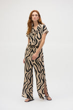 Load image into Gallery viewer, Joseph Ribkoff Beige Black Gauze Abstract Print Wide Leg Pants
