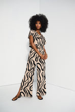 Load image into Gallery viewer, Joseph Ribkoff Beige Black Gauze Abstract Print Wide Leg Pants
