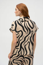 Load image into Gallery viewer, Joseph Ribkoff Beige Black Gauze Abstract Print Cowl Neck Top
