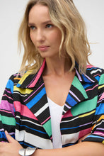 Load image into Gallery viewer, Joseph Ribkoff Black Multi Gauze Stripe Print Short Boxy Blazer
