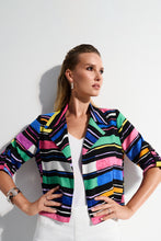 Load image into Gallery viewer, Joseph Ribkoff Black Multi Gauze Stripe Print Short Boxy Blazer
