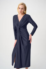 Load image into Gallery viewer, Signature | Satin Effect Knit Draped V-Neck Sheath Dress
