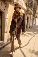 Load image into Gallery viewer, Faux Fur Leopard Print Double-Breasted Coat
