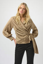 Load image into Gallery viewer, Jacquard Satin Animal Print Wrap Top
