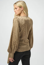 Load image into Gallery viewer, Jacquard Satin Animal Print Wrap Top
