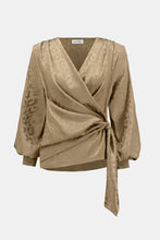 Load image into Gallery viewer, Jacquard Satin Animal Print Wrap Top
