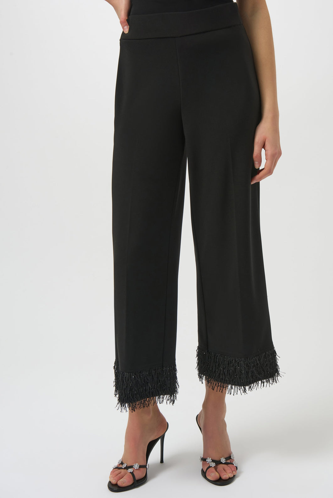 Silky Knit Culotte with Novelty Fringe Hem