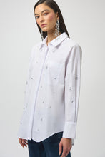 Load image into Gallery viewer, Stretch Poplin Boxy Blouse with Rhinestones
