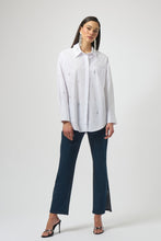 Load image into Gallery viewer, Stretch Poplin Boxy Blouse with Rhinestones
