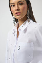 Load image into Gallery viewer, Stretch Poplin Boxy Blouse with Rhinestones
