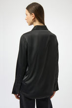 Load image into Gallery viewer, Satin Button-Front Blouse with Embellished Collar
