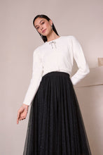 Load image into Gallery viewer, Feather Yarn Cardigan with Rhinestone Bow
