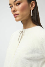 Load image into Gallery viewer, Feather Yarn Cardigan with Rhinestone Bow
