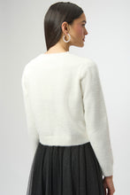 Load image into Gallery viewer, Feather Yarn Cardigan with Rhinestone Bow
