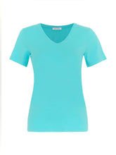 Load image into Gallery viewer, Dolcezza Aqua V-Neck Short Sleeve Tee
