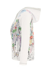 Load image into Gallery viewer, Dolcezza Simply Art White Multi &quot;Sunday Afternoon&quot; Print Zip Hoodie
