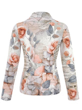 Load image into Gallery viewer, Dolcezza Simply Art Grey &amp; Peach &quot;Quite Rose&quot; Print Cotton Blend Blazer
