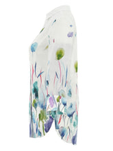 Load image into Gallery viewer, Dolcezza Simply Art White Multi &quot;Misty Blossom&quot; Print Linen Tunic Button Front Shirt
