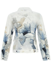 Load image into Gallery viewer, Dolcezza Simply Art White &amp; Blue &quot;Indigo Melody&quot; Print Button Front Linen Jacket
