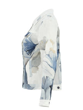 Load image into Gallery viewer, Dolcezza Simply Art White &amp; Blue &quot;Indigo Melody&quot; Print Button Front Linen Jacket
