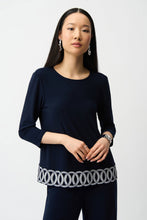 Load image into Gallery viewer, Silky Knit Fitted Top With Guipure Hem Detail
