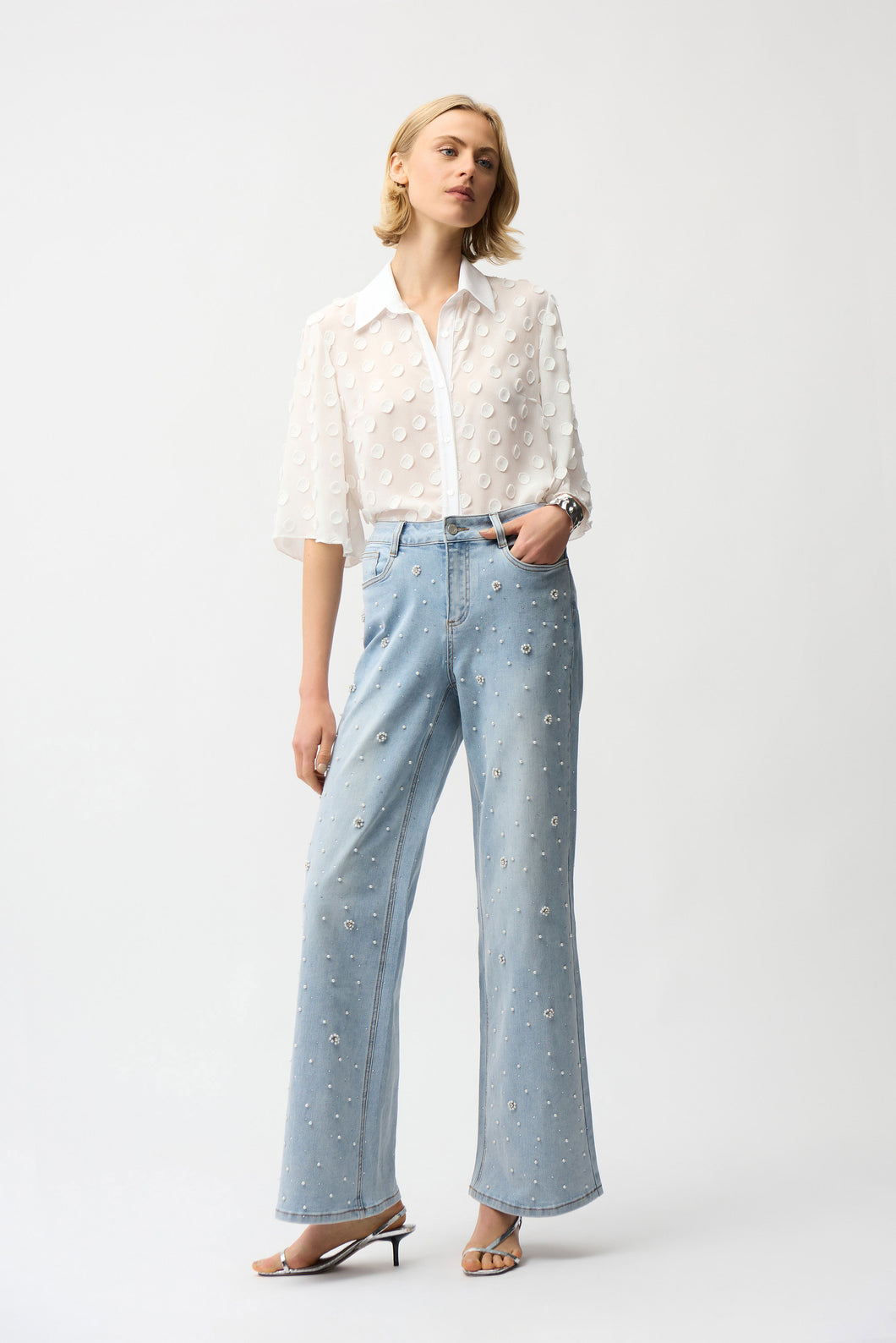 3D Dot Jacquard Boxy Blouse