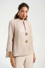 Load image into Gallery viewer, Signature | Foiled Textured Jacquard Trapeze Jacket With Statement Button
