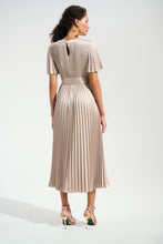 Load image into Gallery viewer, Signature | Pleated Satin Fit And Flare Dress With Sash Belt

