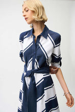 Load image into Gallery viewer, Cotton Stripe Print Fit and Flare Shirt Dress with Reversible Sash
