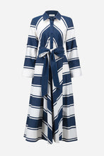 Load image into Gallery viewer, Cotton Stripe Print Fit and Flare Shirt Dress with Reversible Sash
