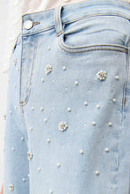 Load image into Gallery viewer, Wide Leg Jeans With Pearl and Rhinestones
