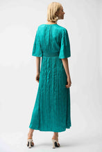 Load image into Gallery viewer, Satin Fit and Flare Pleated Dress with Knot Waist Detail
