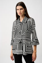 Load image into Gallery viewer, Satin And Mesh Abstract Print Jacket With Bell Sleeve
