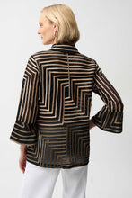 Load image into Gallery viewer, Satin And Mesh Abstract Print Jacket With Bell Sleeve
