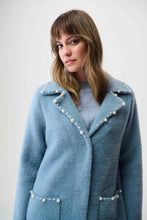 Load image into Gallery viewer, Feather Yarn Sweater Coat with Pearl Trim
