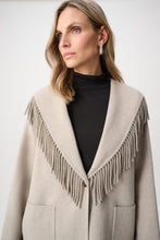 Load image into Gallery viewer, Wool Blend Shawl Collar Fringed Coat
