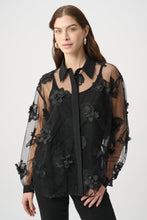 Load image into Gallery viewer, Sheer Textured Flower Appliqué Blouse
