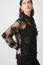 Load image into Gallery viewer, Sheer Textured Flower Appliqué Blouse
