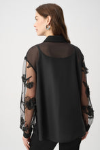 Load image into Gallery viewer, Sheer Textured Flower Appliqué Blouse
