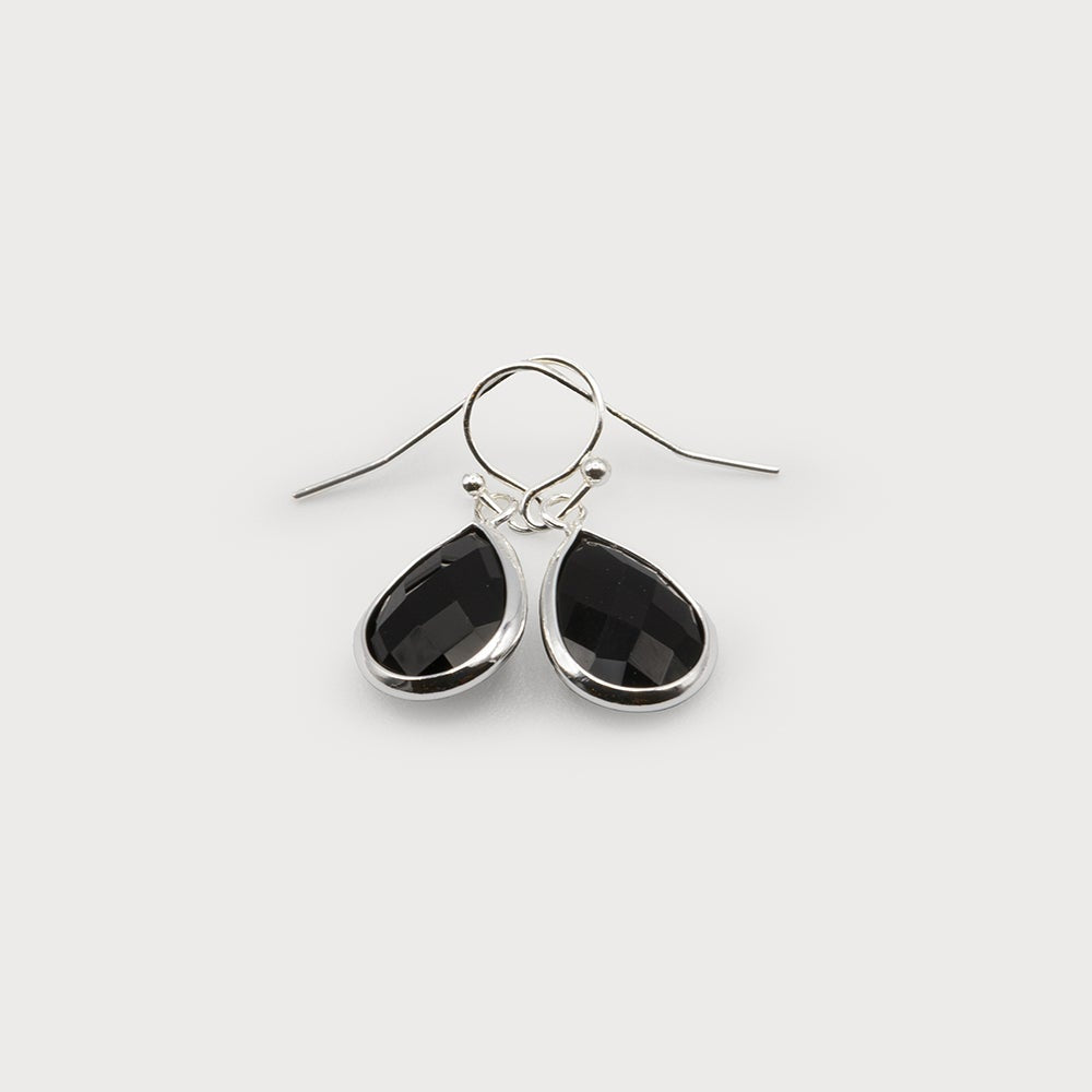 Caracol Silver & Black Crystal Teardrop Dangle Earring